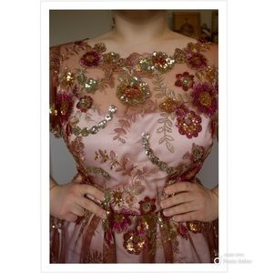 Custom, handmade floral evening gown.
